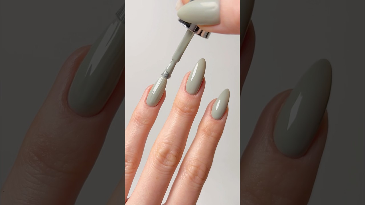 My Sage Green Nails At Home | Gel Polish Application 🍋&zwj;🟩| The Hot Blend #nails #asmr
