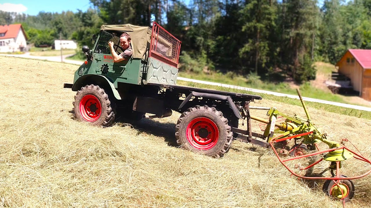 Heumachen am Hang mit Unimog 411 und Claas WA360 im Ersteinsatz! + Fendt ... Wenden im Doppelpack!