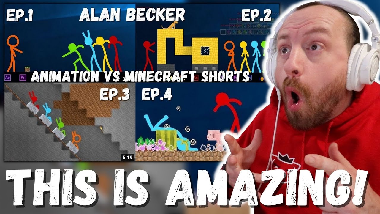 ЭТО ЭПИЧЕСКИ! Алан Беккер — Короткометражки «Анимация против Minecraft», эпизоды 1–4 (РЕАКЦИЯ!) А...