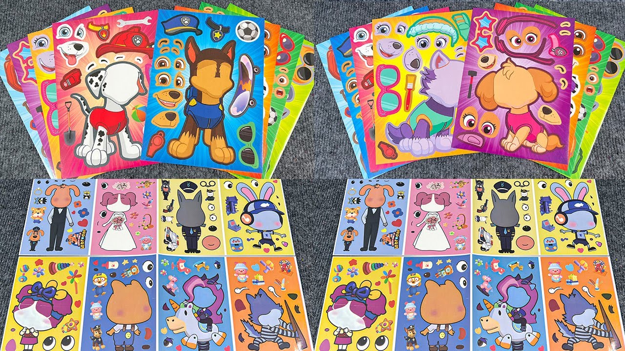 103 Minutes Satisfying💖Decorate with Sticker Book Sheriff Labrador x PawPatrol🌈Unicorn Paper