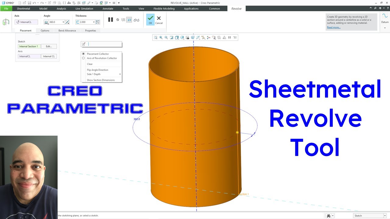 Creo Parametric — Листовой металл — Вращающаяся стена | Основные стены
