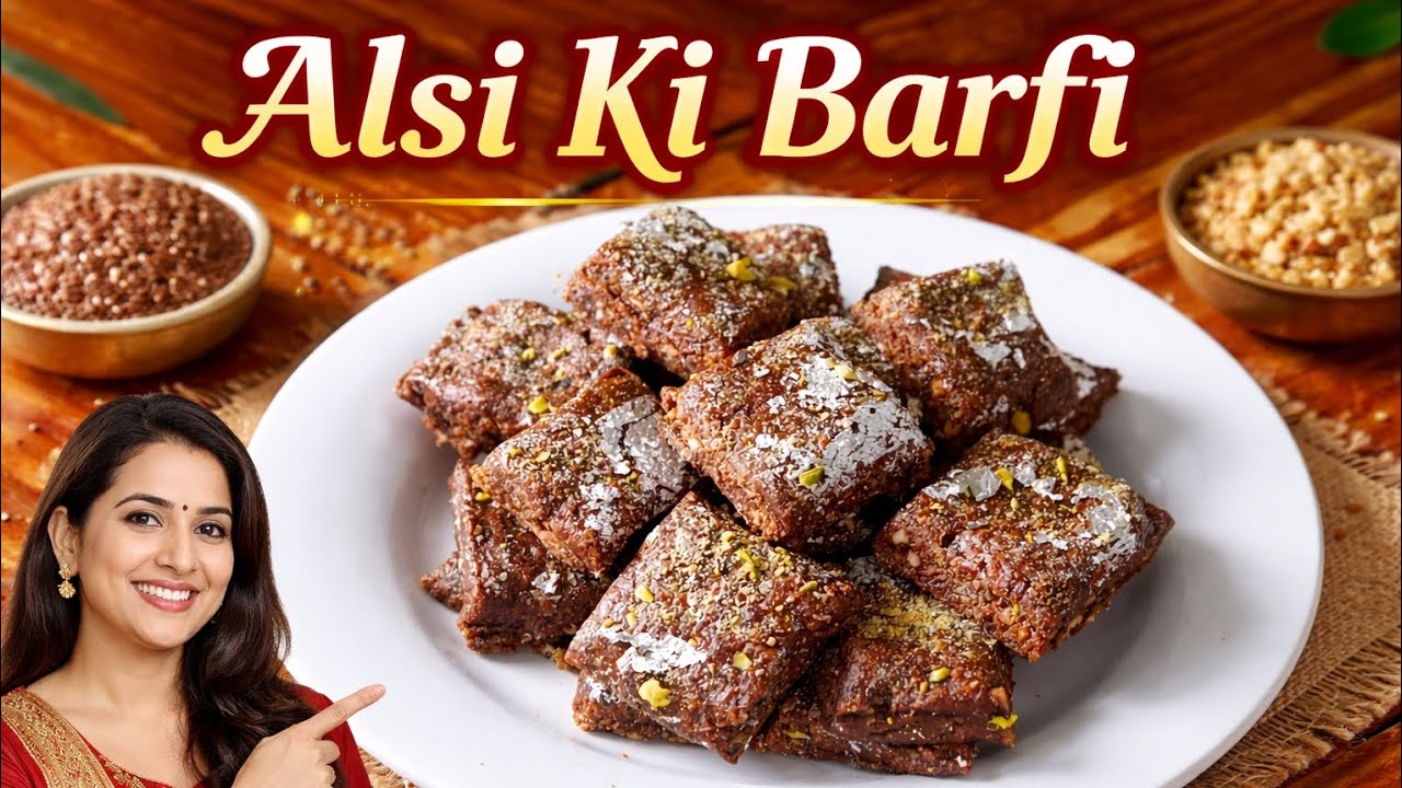 Alsi Ki Barfi with Jaggery | Healthy Flaxseed Dessert | Dry Fruit Flaxseed Barfi