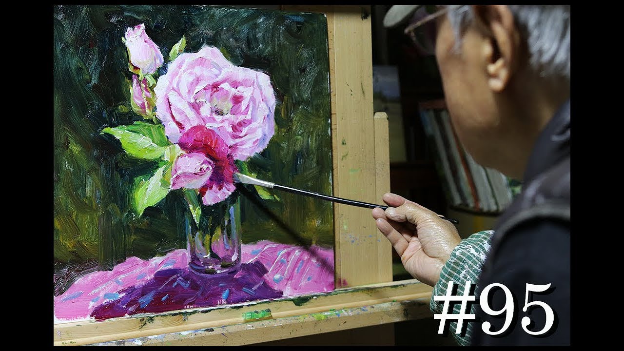 #95 Flower still life Oil Painting by Fu Dali