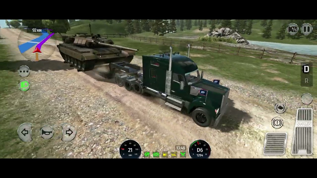 Truck simulator drive USA Evo перевозим военный танк по грунтовой дороге