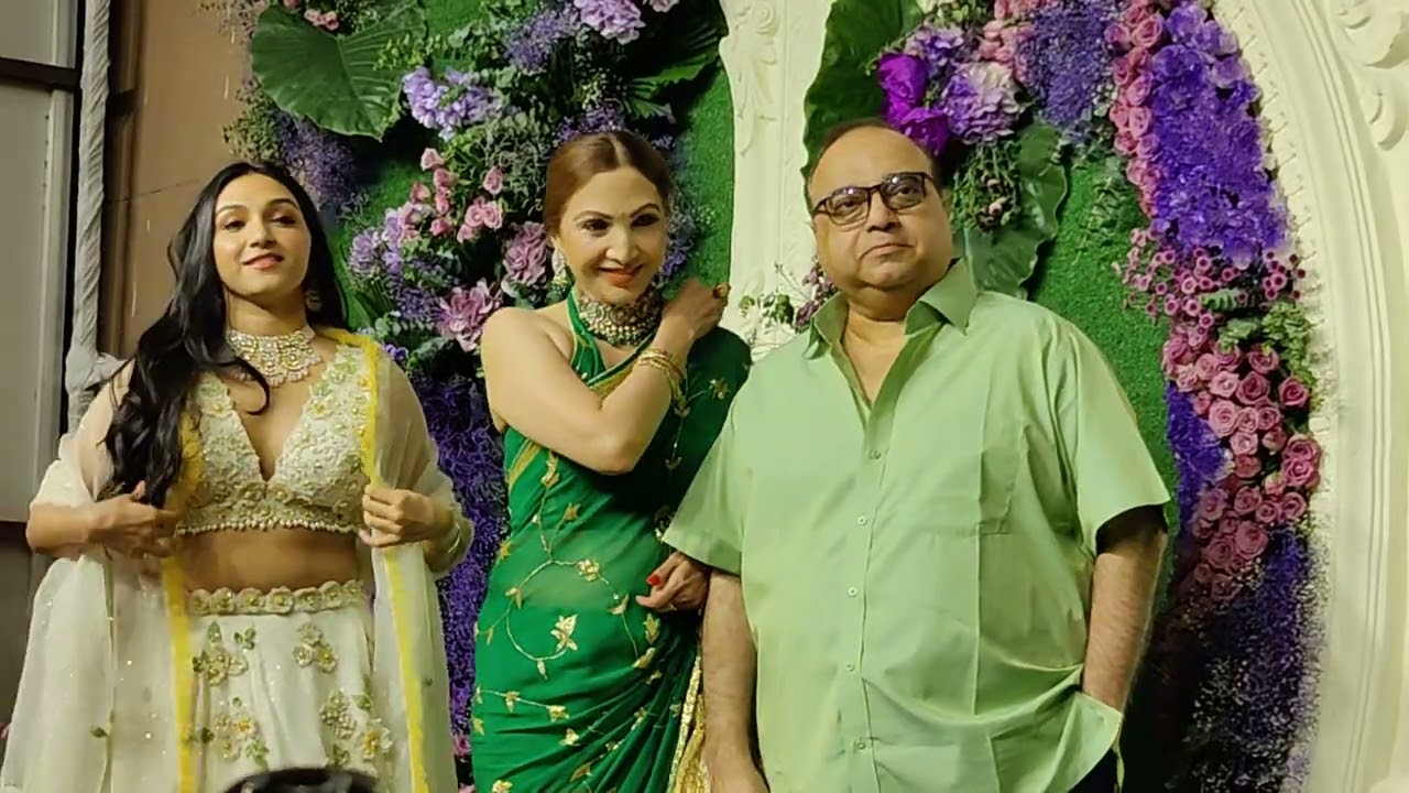 Rajkumar Santoshi with wife and Daughter Tanisha at Sunny Deol's son Wedding Reception