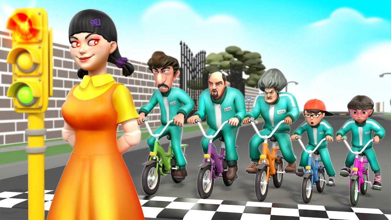 Squid Game vs Scary Teacher 3D | Bicycles Rush Dont Cross The Red Light Heaven and Hell Destiny Race