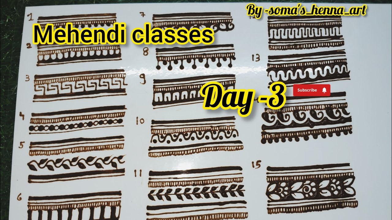 Henna classes day 3 learn basic to advance mehndi border lines easy and simple mehndi border design 