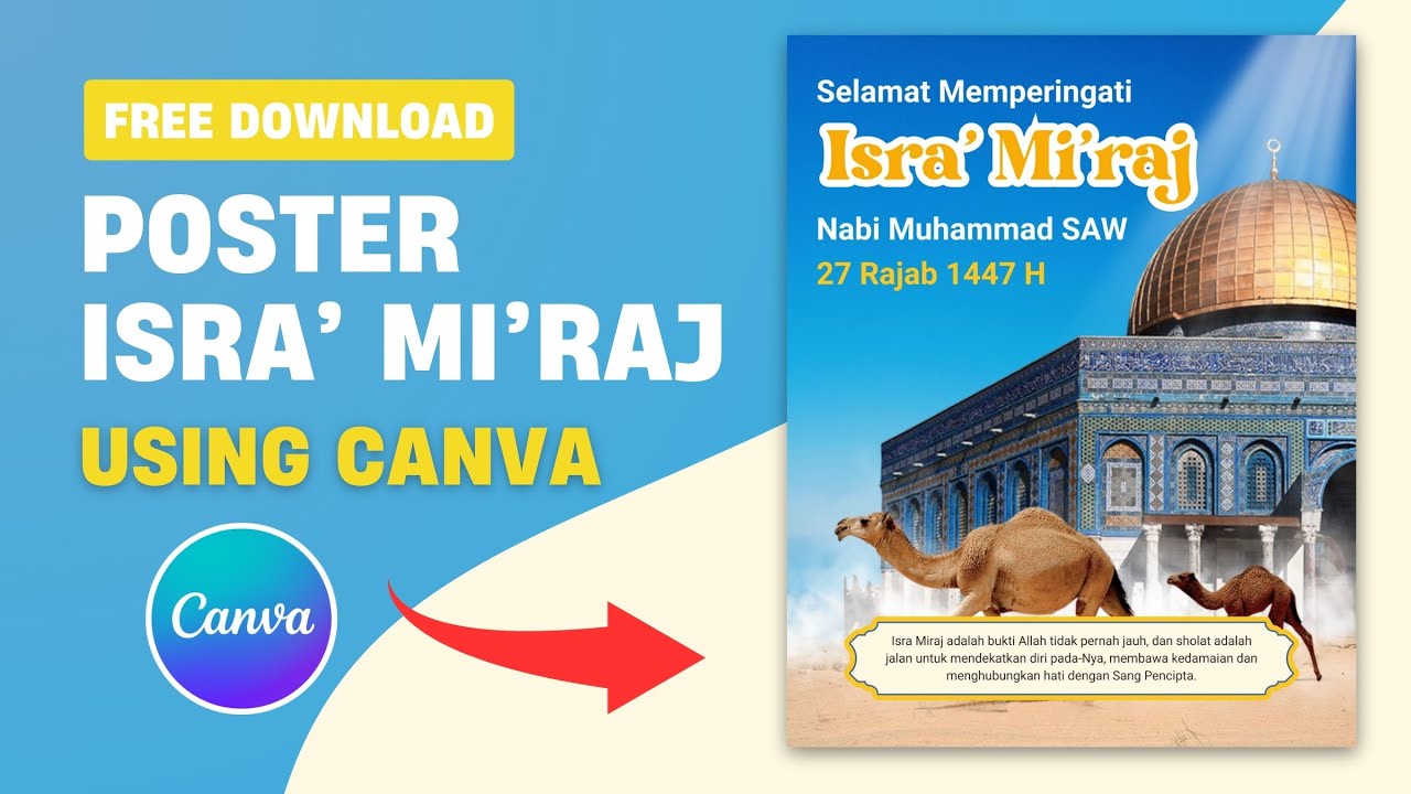 Cara Membuat Poster Isra’ Mi’raj di Canva | Desain Poster Islami Gratis Download
