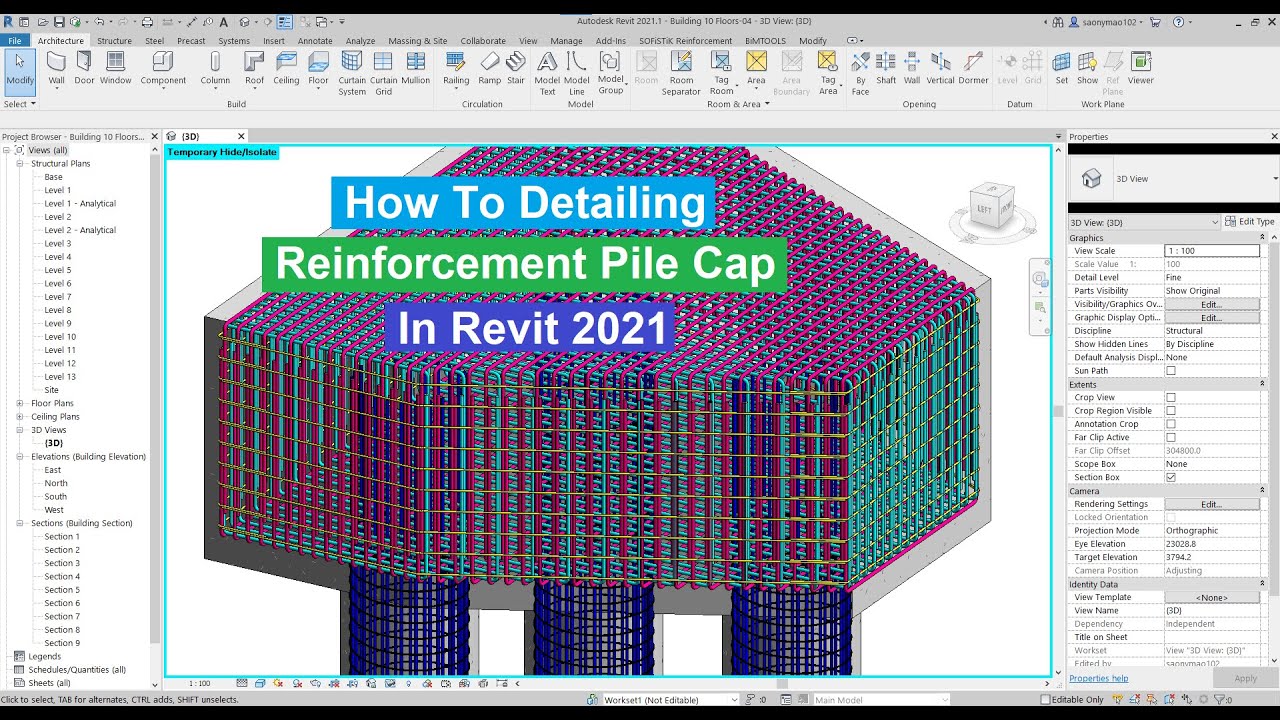 How to Detailing reinforcement of pile cap in Revit 2021