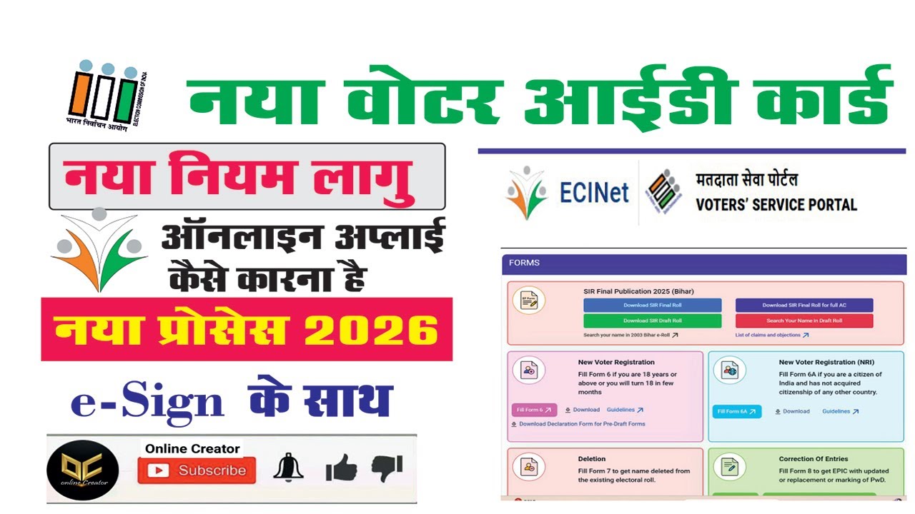 Voter id Card Kaise Banaye 2026 | वोटर आईडी कार्ड कैसे बनाये e sign ke साथ | Voter Card Online