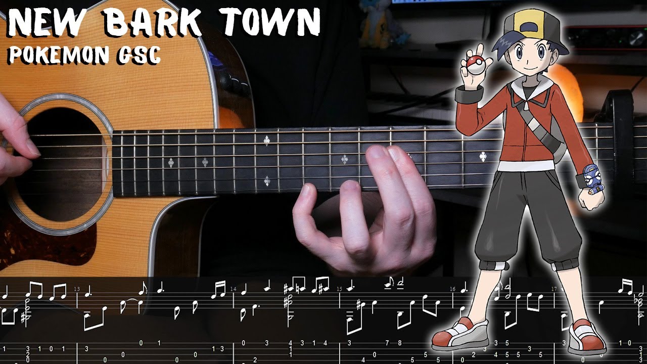 New Bark Town - Pokemon Gold/Silver/Crystal - Fingerstyle Guitar Tutorial + TAB