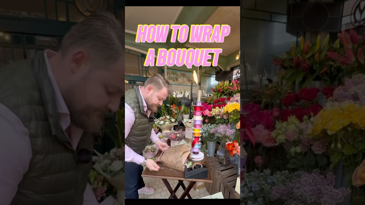 How To Wrap a Bouquet 💐🎁 #flowers #floristlife #florists #bouquet #wrapping  #lifehacks #tips