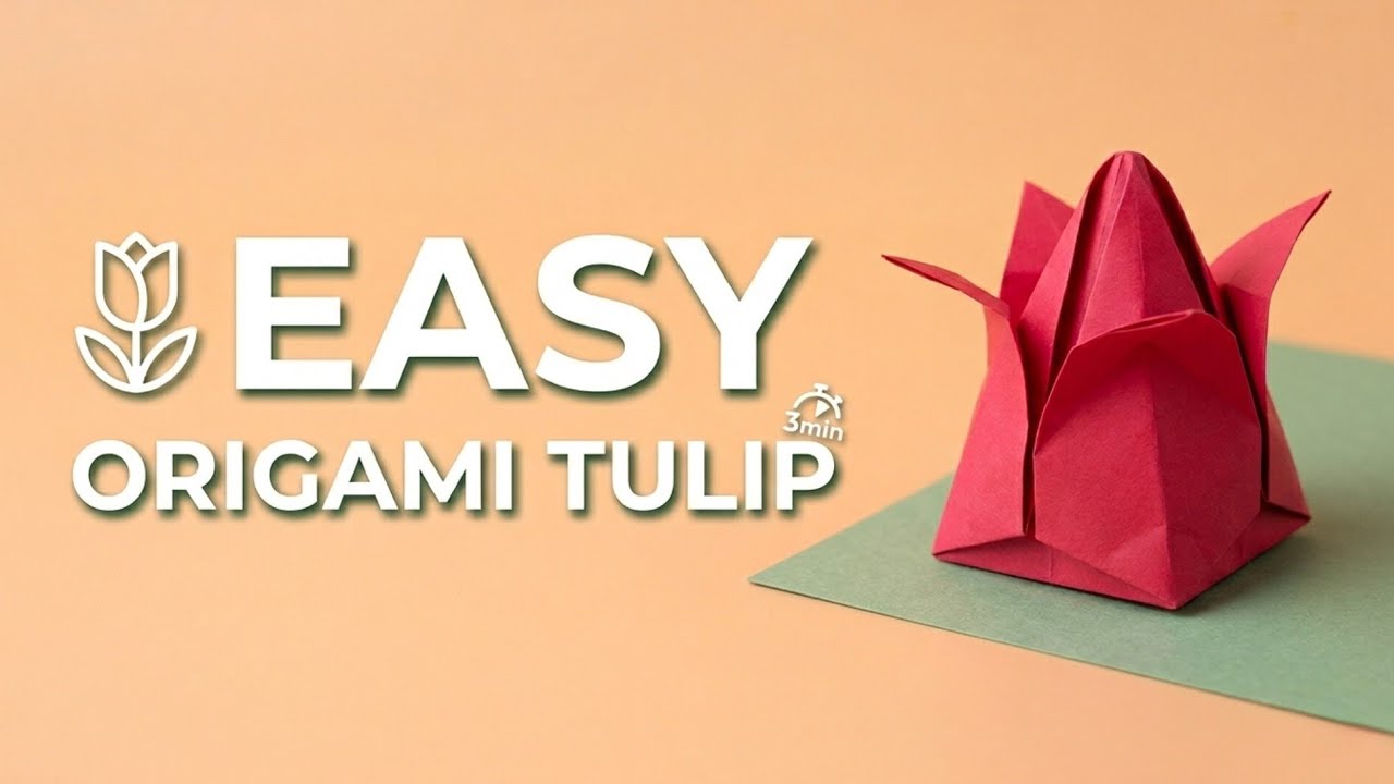 Easy Origami Tulip Flower Tutorial 🌷