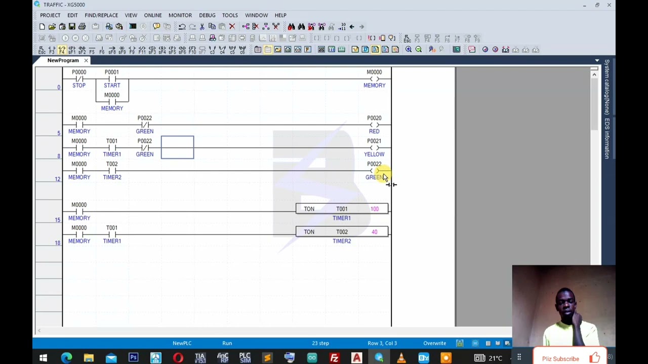 Simple Traffic Light Sequence Part 1(PLC Ladder Logic Programming with XG5000)