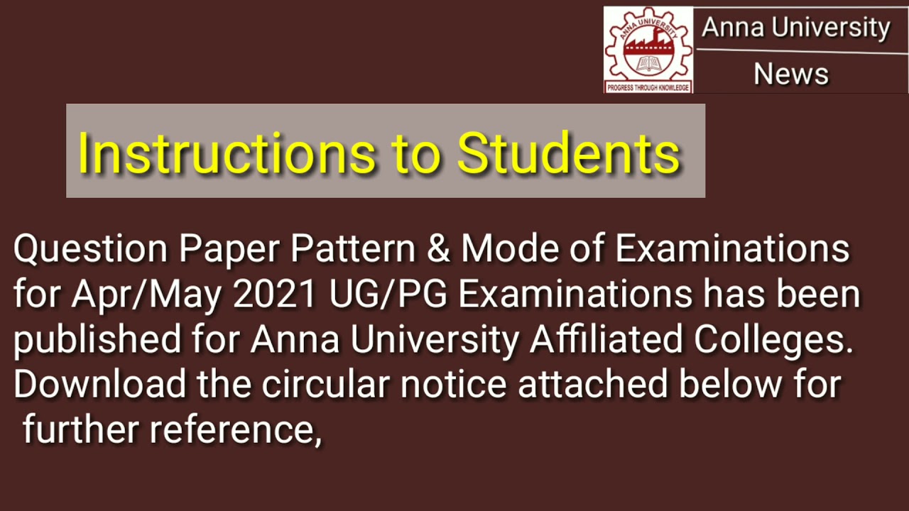 Instructions for open book exam - Anna University News