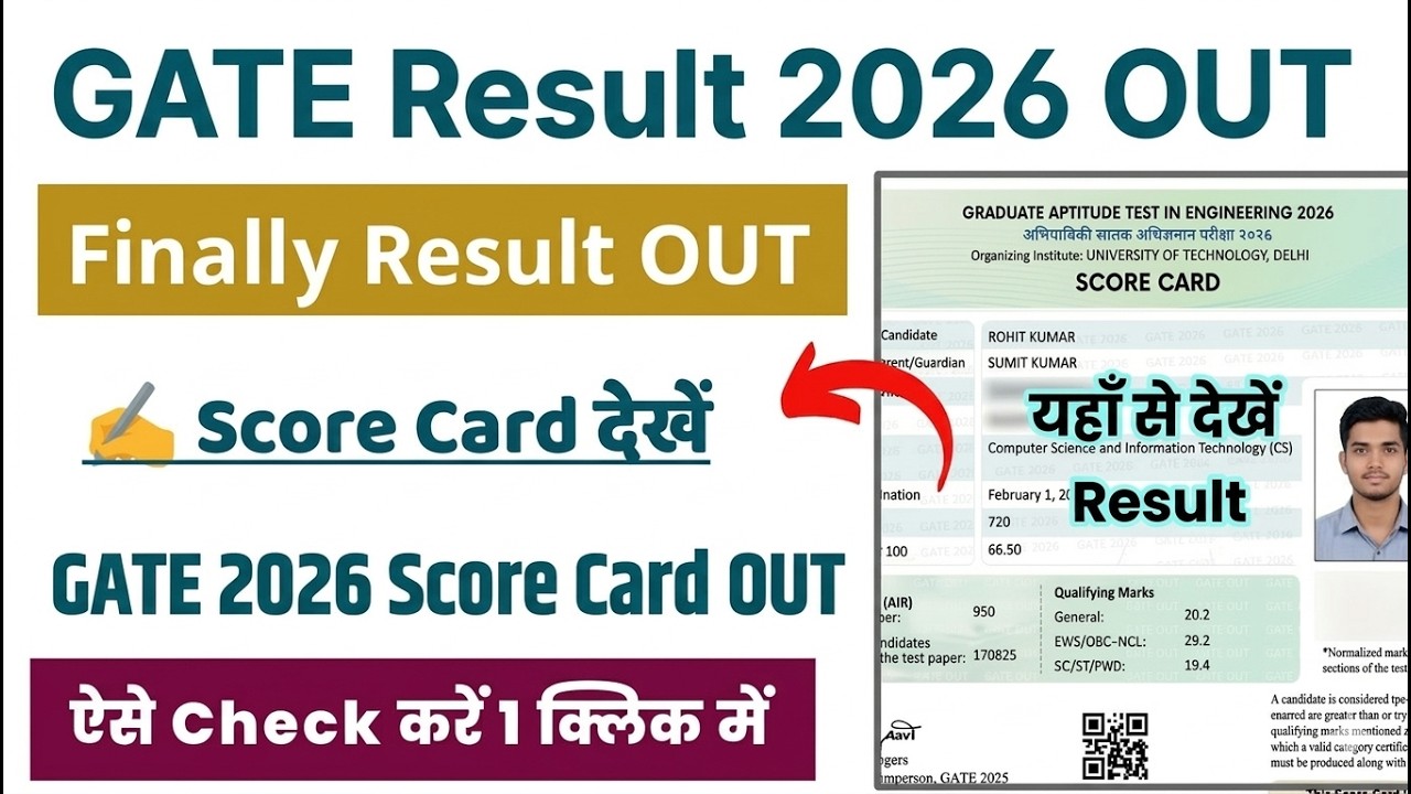 GATE Result 2026 | GATE Result 2026 Kaise Check Kare | GATE Result 2026 Link | GATE Score Download