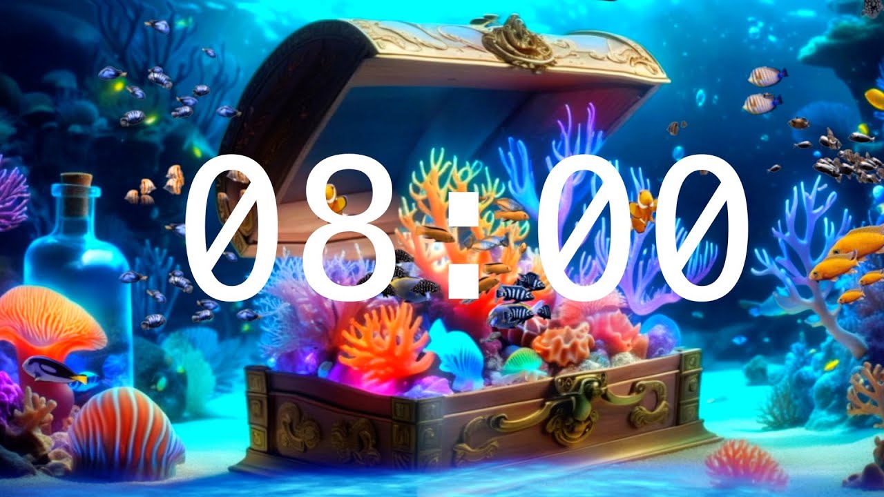 8 Minute Countdown Timer with Alarm | Calming Music | Fantasy Ocean Timer
