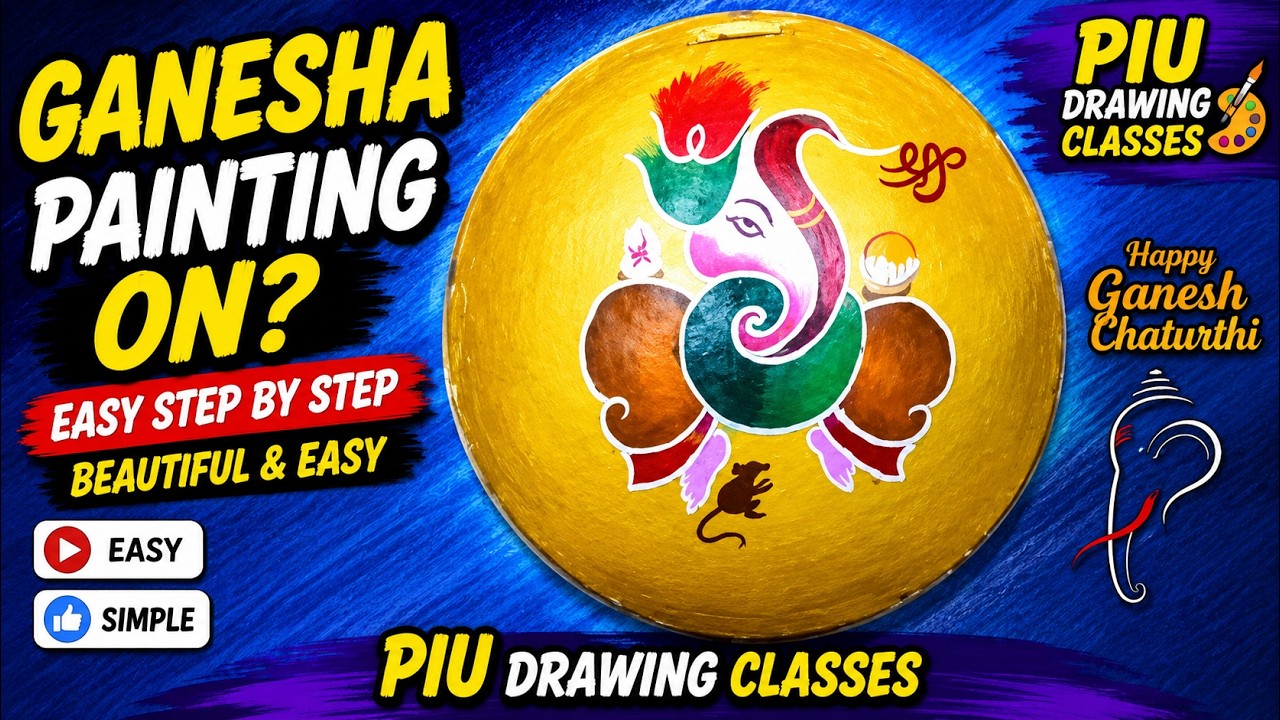 Ganpati Painting on Pot Cover | Beautiful and Stunning Ganesh Drawing On Cover Pot Step By Step