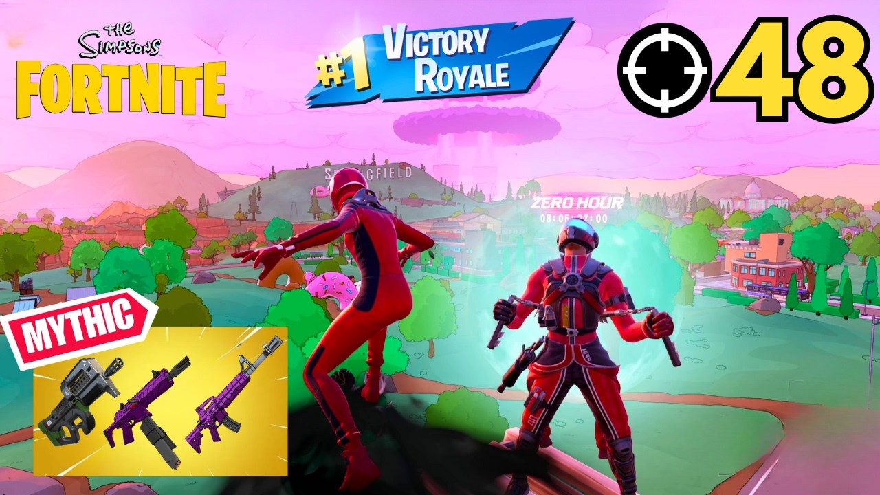 *NEW* F1 FERRARI SKIN | Fortnite The Simpsons | 48 Kill Duo vs Squads Win Gameplay (Controller)