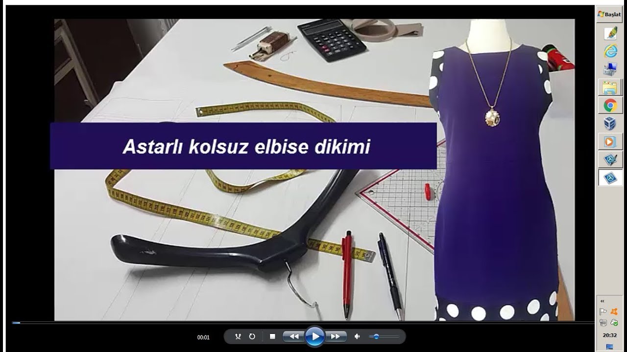 Astarlı kolsuz elbise dikimi / Dress planting