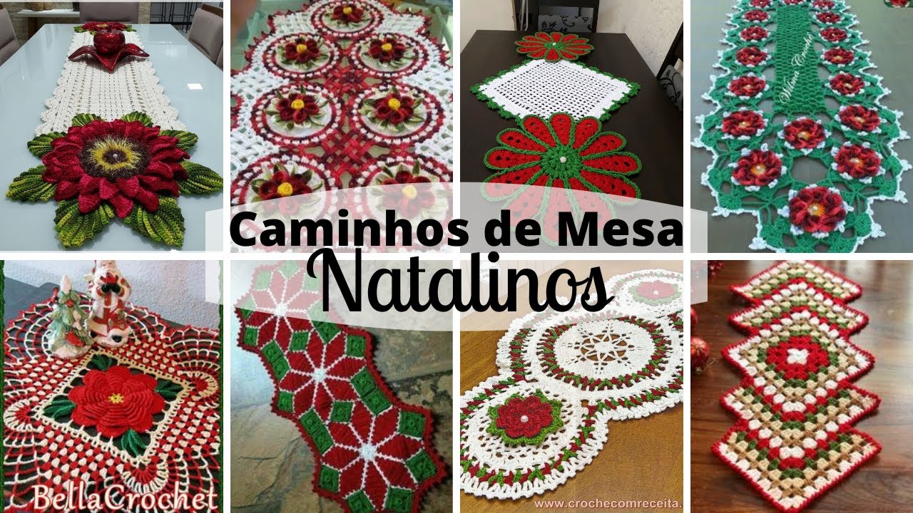 Caminhos de Mesa Natalinos (70 modelos) Trilhos de Mesa de Natal - Passadeira de Crochê de Natal