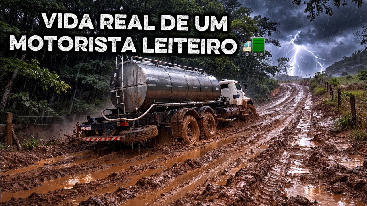 Dia a dia de um motorista leiteiro em dia de chuva 🚛😱 