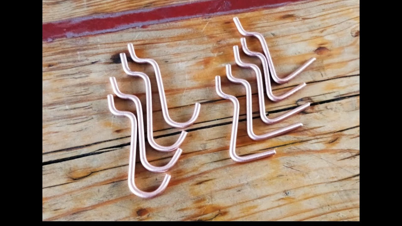 DIY copper pegboard hooks.