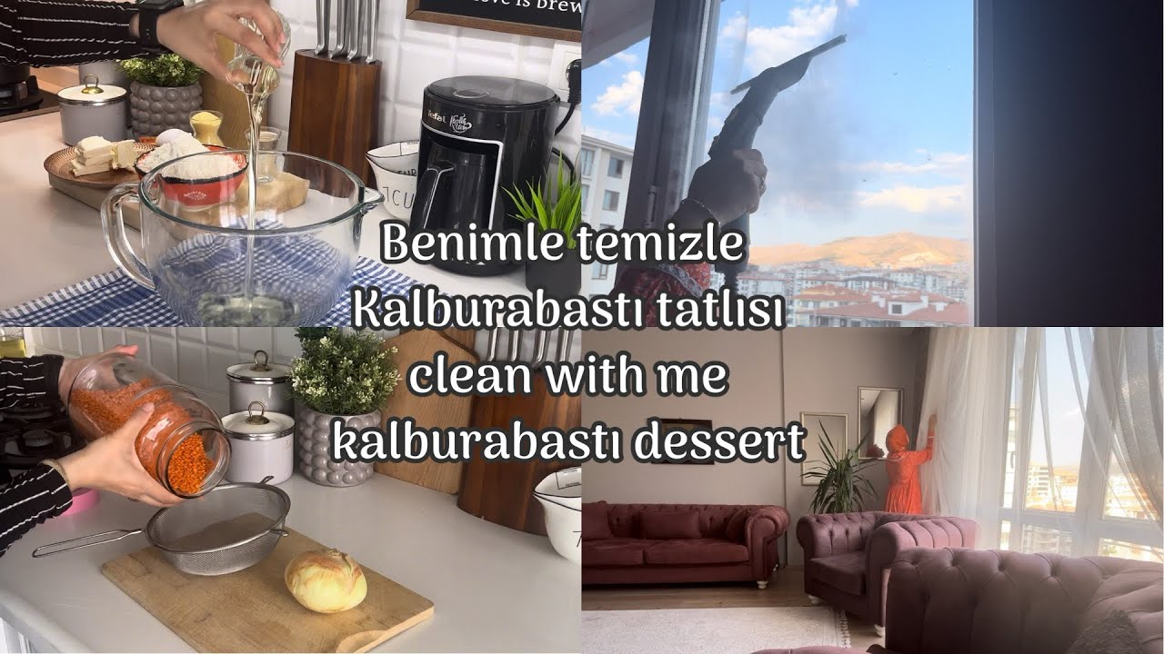 İş çıkışı ev temizliği 🧹Kalburabastı tarifi. house cleaning after work 🧹dessert recipe #sessiz vlog