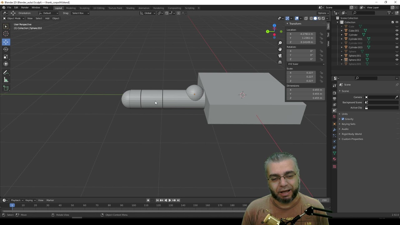 Curso Blender Sculpt #023 - Corpo Básico FRANK - aula 04 - maos