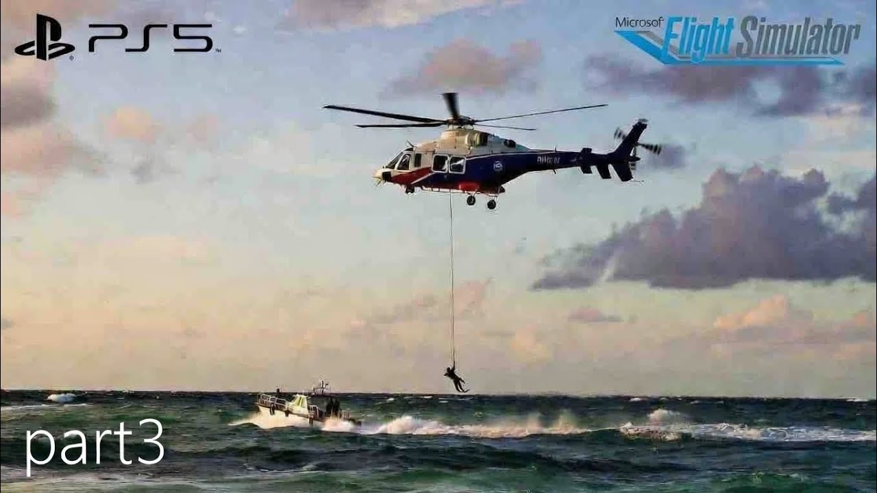 [PS5]MSFS 2024  夕方の海で遭難した観光客を助けに行く