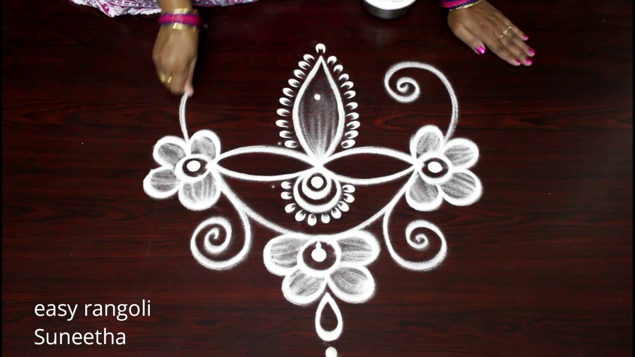Episode 7...Diyas Theme...Basic Small Kartheeka Masam kolam by easy rangoli || Muggulu || दिवाली