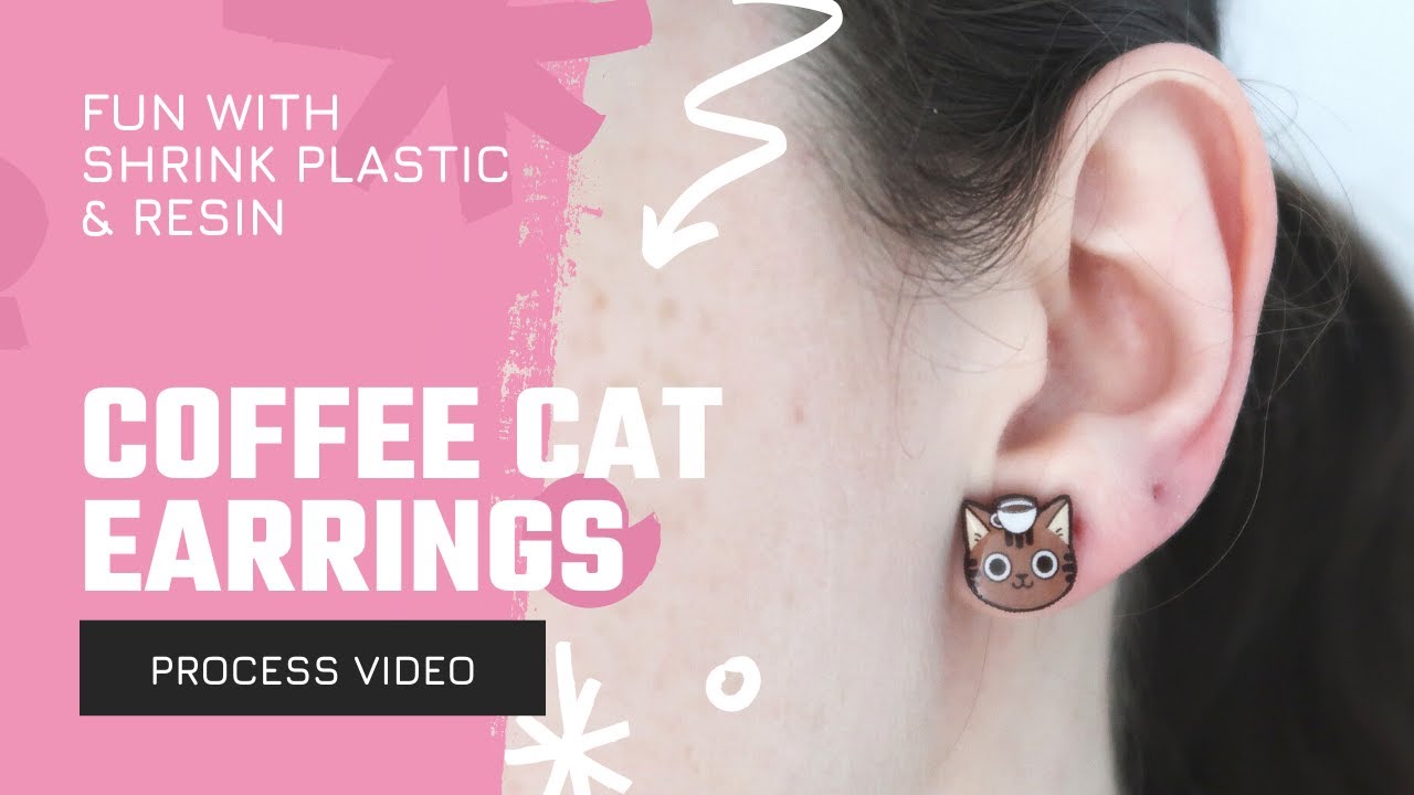 ☕Cute Coffee Cats Earrings: Made of Resin and Shrink Plastic☕