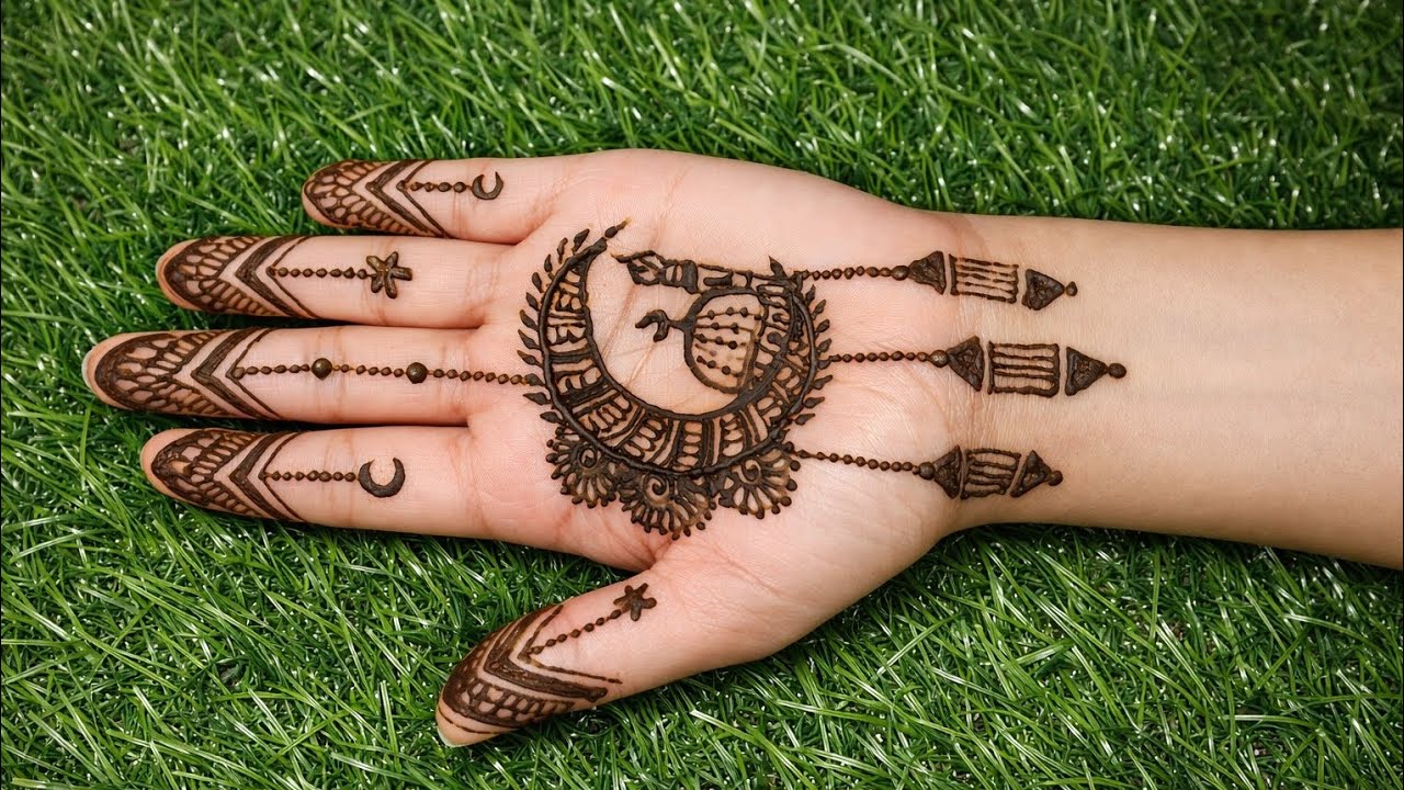 Ramadan special mehndi design | How to make moon mehndi design | Easy moon mehndi design front hand