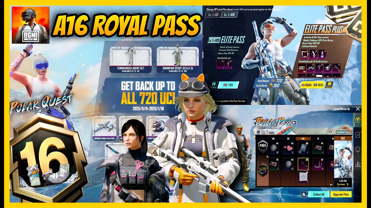 🔥BGMI A16 ROYAL PASS IS HERE - 1 TO 100 REWARDS AND COMPLETE LOOK IN 4.1 UPDATE