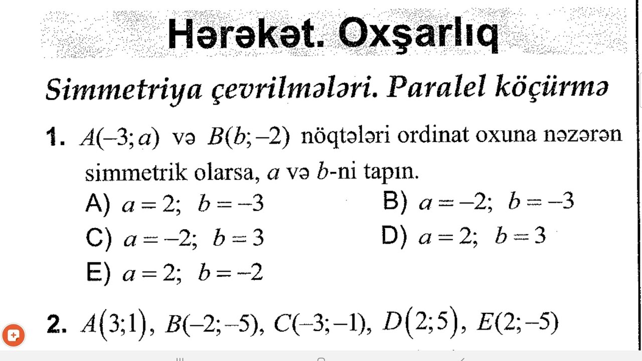 Hərəkət,oxşarlıq,simmetriya çevrilmələri