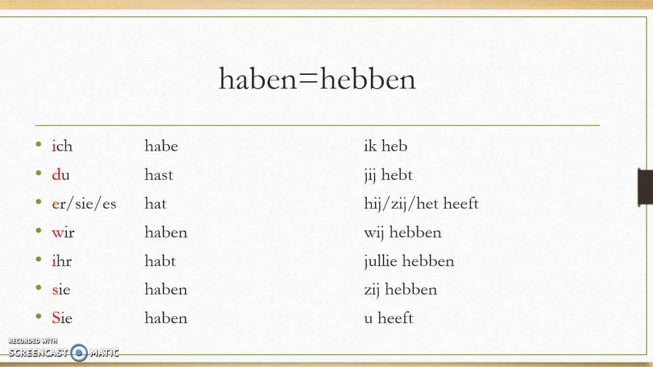 Persoonlijk voornaamwoord + haben und sein