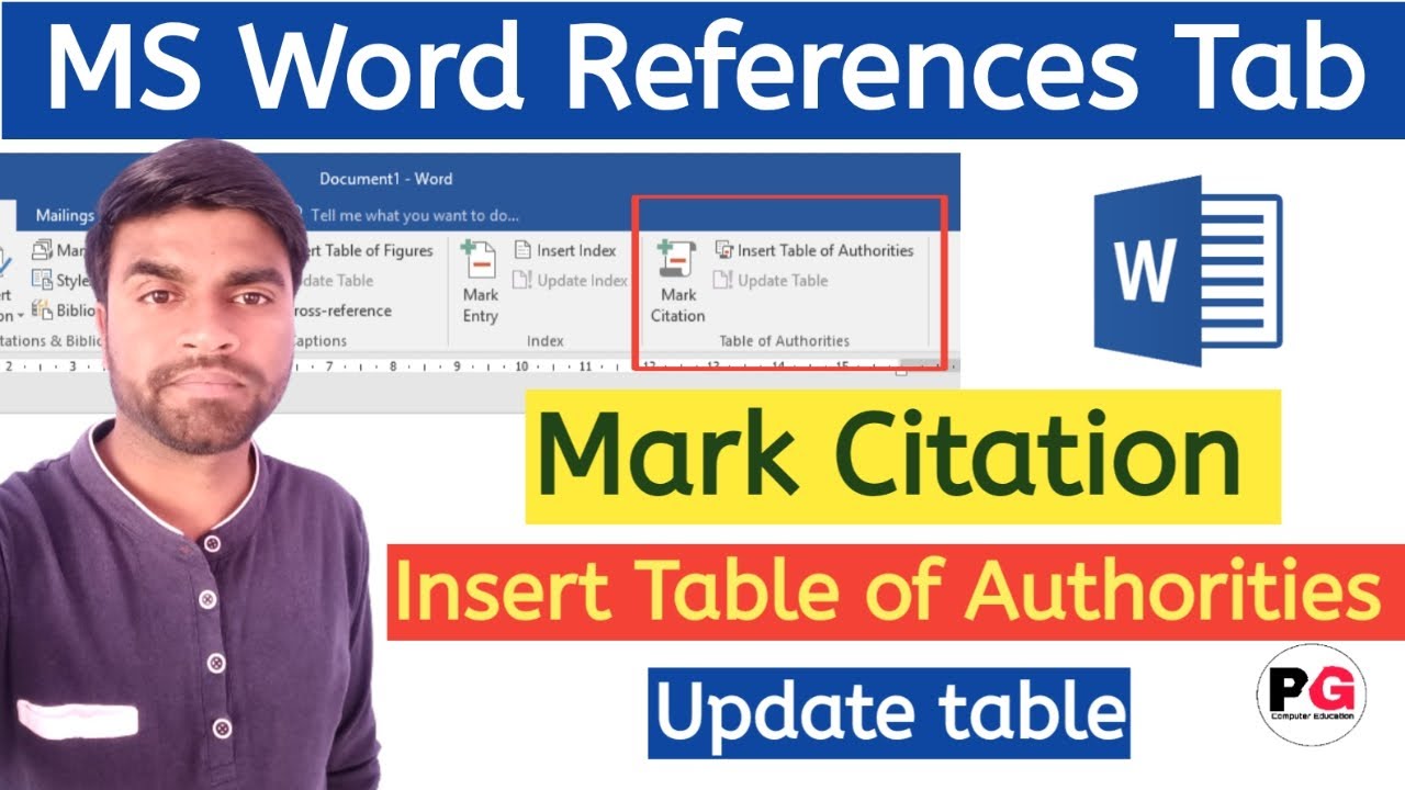 How to use Mark Citation in MS Word || Mark Citation in MS Word || MS Word References  Mark Citation