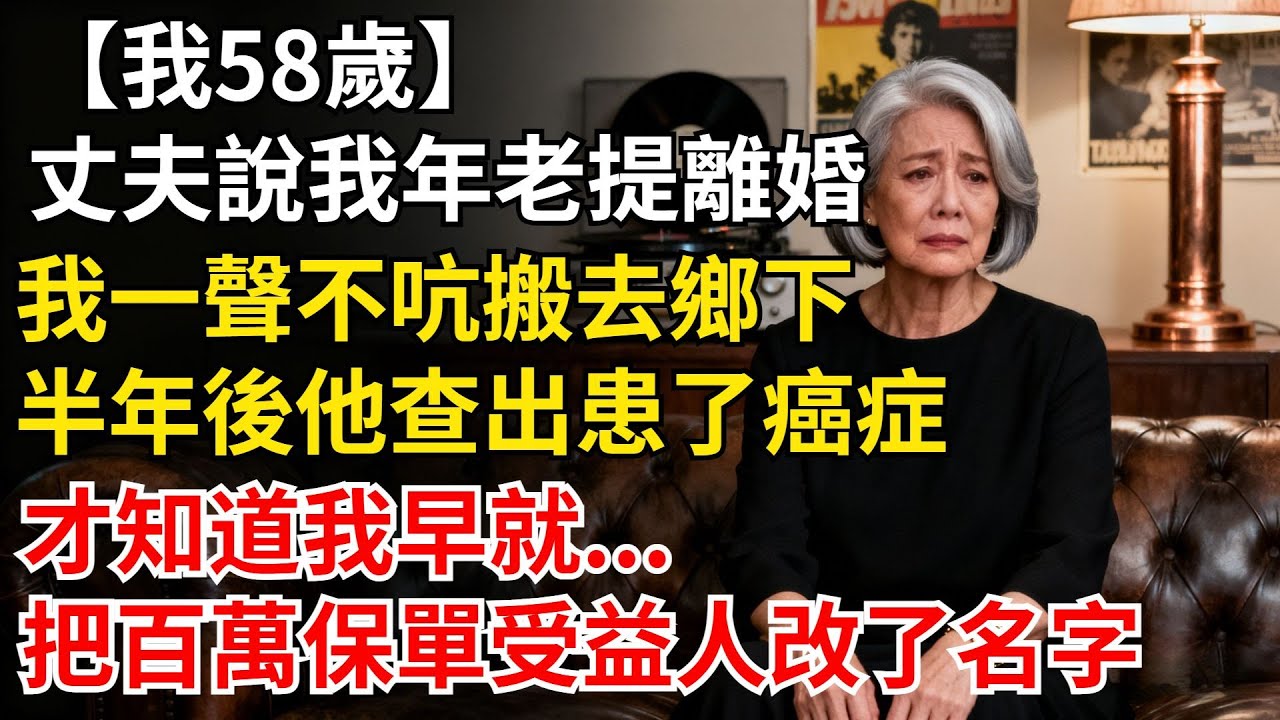 我58歲，丈夫説我年老色衰要提離婚，我一聲不吭搬去了鄉下，半年後他查出患了癌症，才知道我早就把百萬保單受益人改了名字#晚年生活#人生智慧#家庭關係#親子教育#情感故事