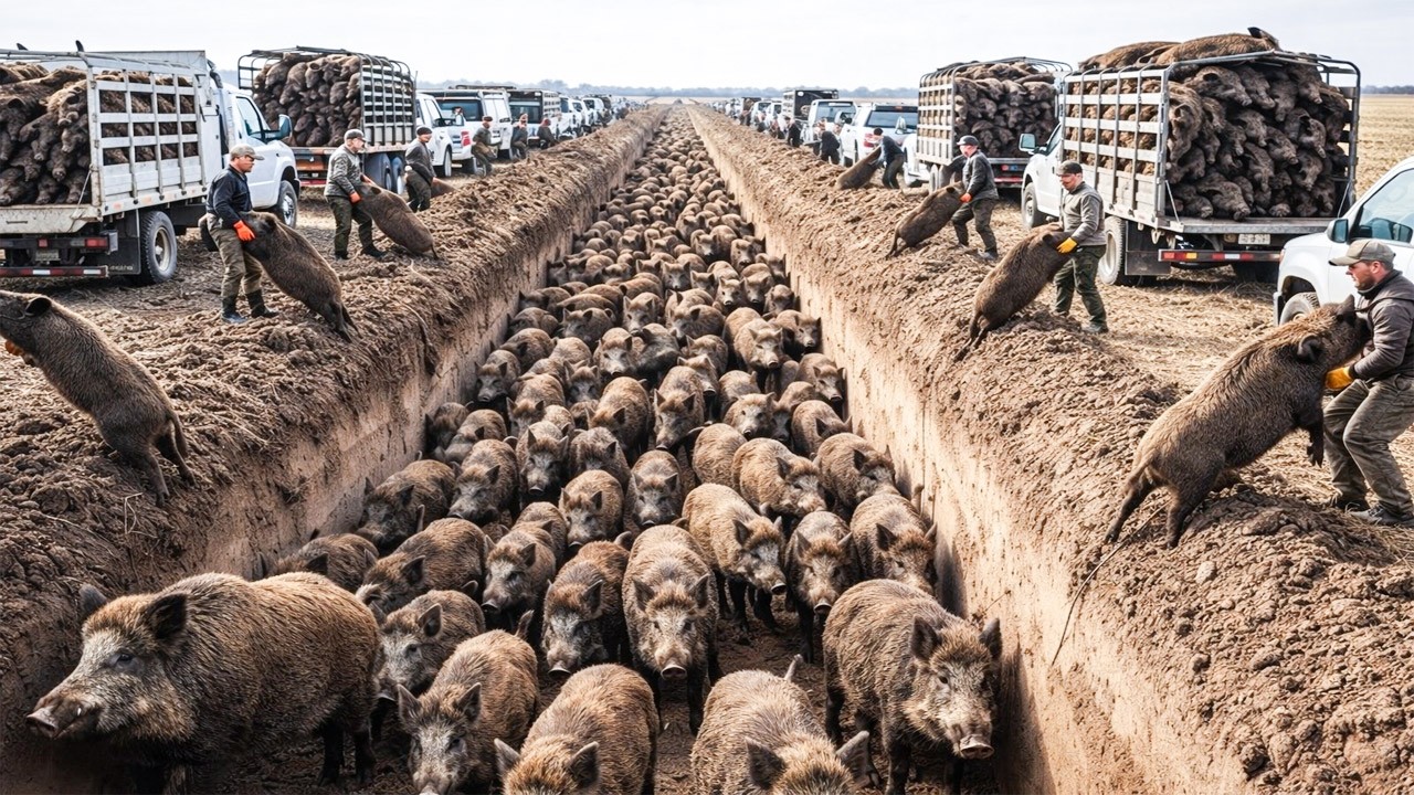 Wie wir Wildschweine ohne Kampf fingen &ndash; Wildschweinfalle fing mehr als erwartet