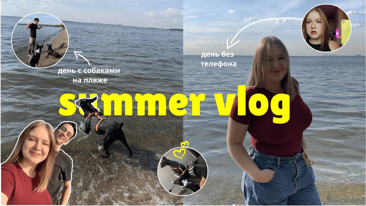 ЛЕТНИЙ ВЛОГ | с собаками на пляж, день без соц.сетей💛
