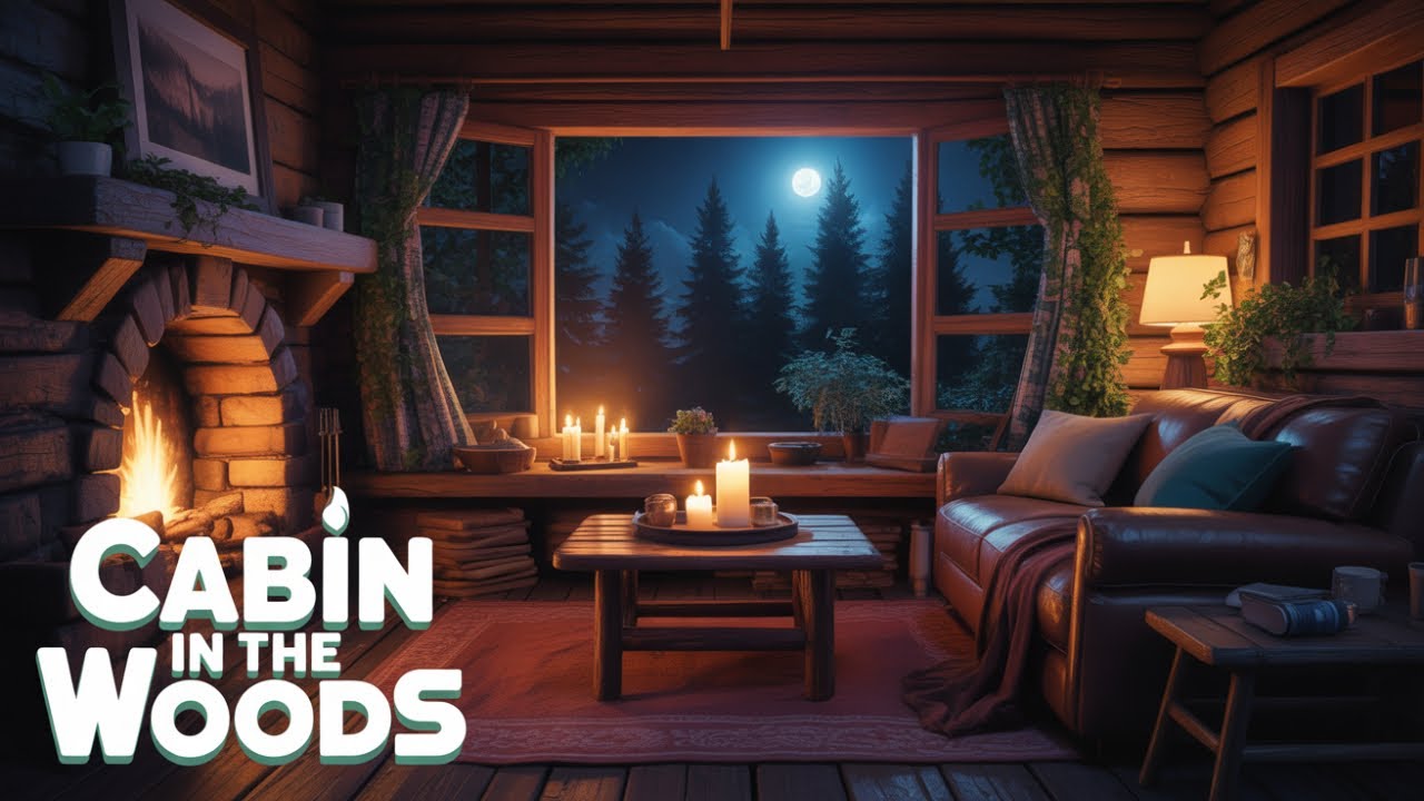 Warm Cabin Glow | Fireplace Crackles & Candlelight for Unwinding After Dark