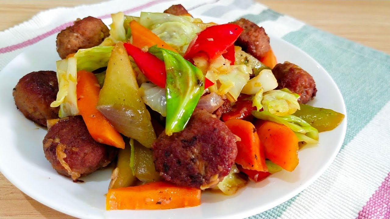 SAUTED VEGGIES w/ BURGER PATTY-MEATBALLS! Gawing Masustansya ang Ulam Burger!