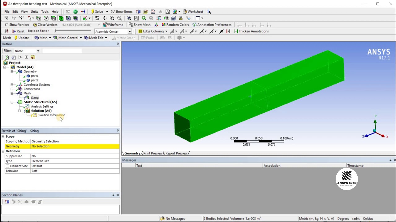 ANSYS Simply Supported Beam using Concrete