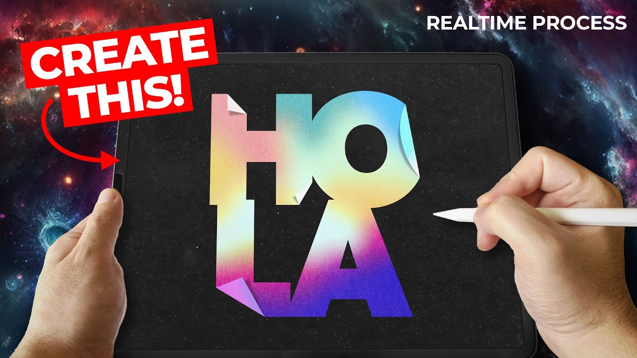 Holographic Peeling 3D Letters (Realtime Digital Lettering Tutorial)