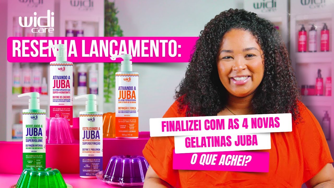 TESTEI AS 4 NOVAS GELATINAS JUBA NO MEU CABELO CACHEADO | Resenha Lançamentos Widi Care