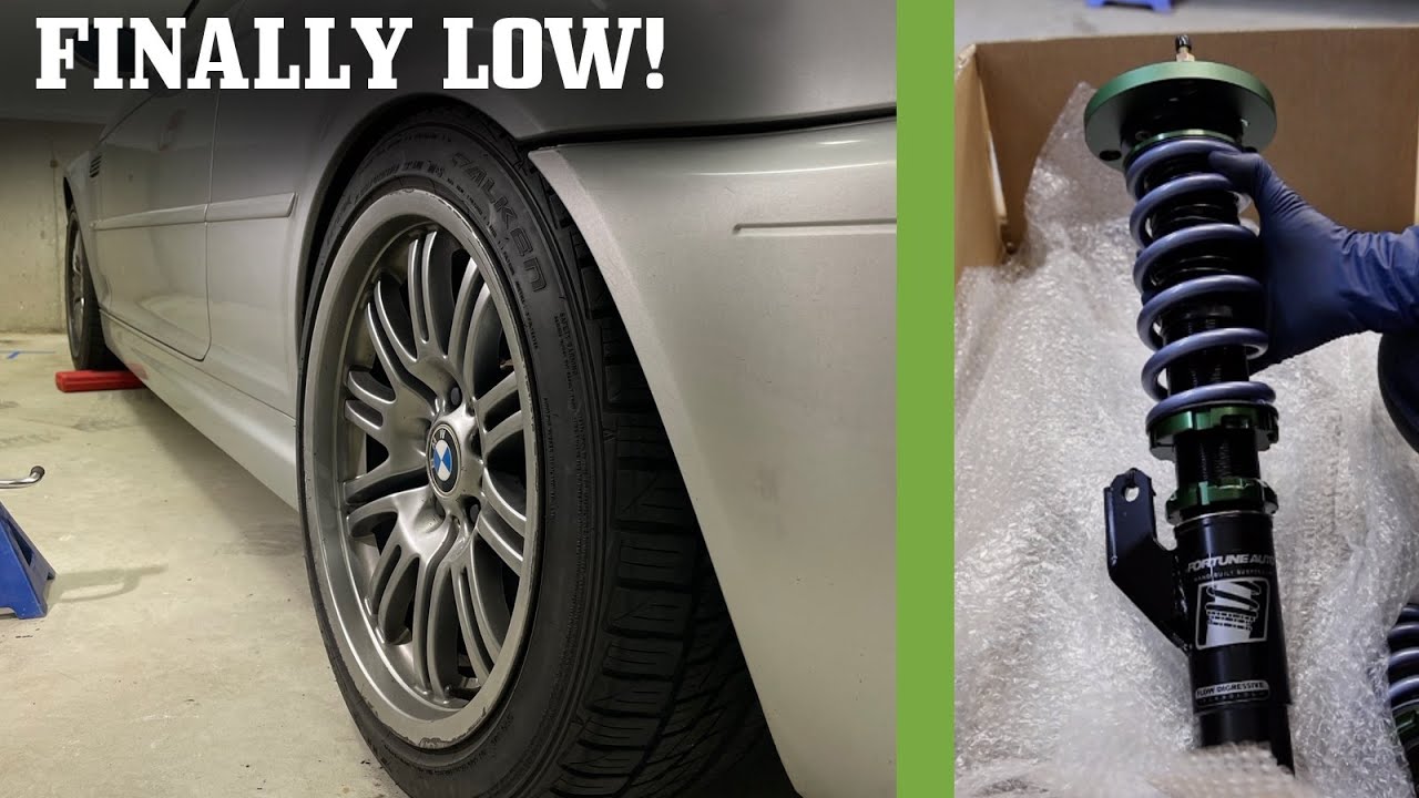 E46 M3 finally gets LOW! Fortune Auto coilover install 🔥