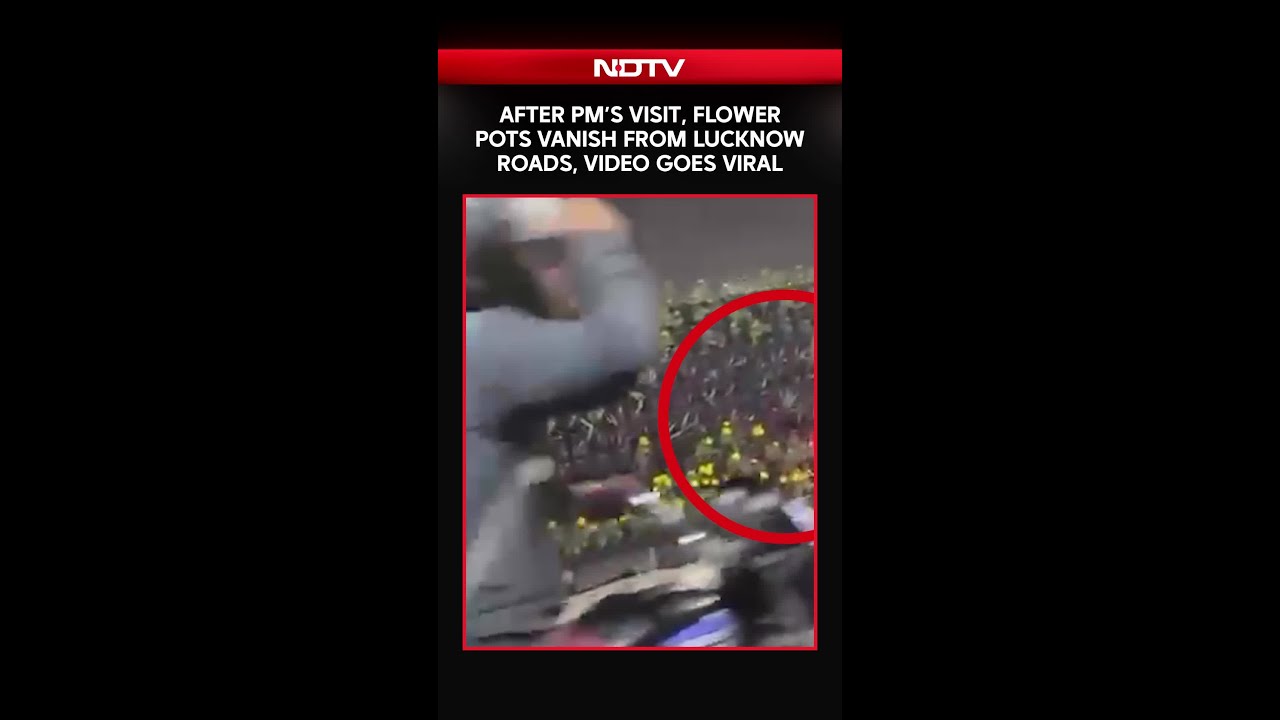 After PM Modi&rsquo;s Visit, Flower Pots Vanish from Lucknow Roads, Video Goes Viral