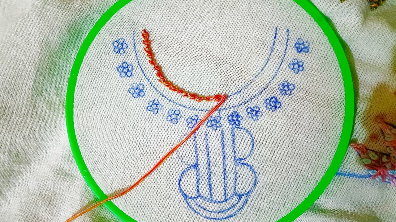 Stylish Kurti Neck Embroidery Design | Easy Stitch for Beginners 🧵✨ #handembroidery #neckdesign