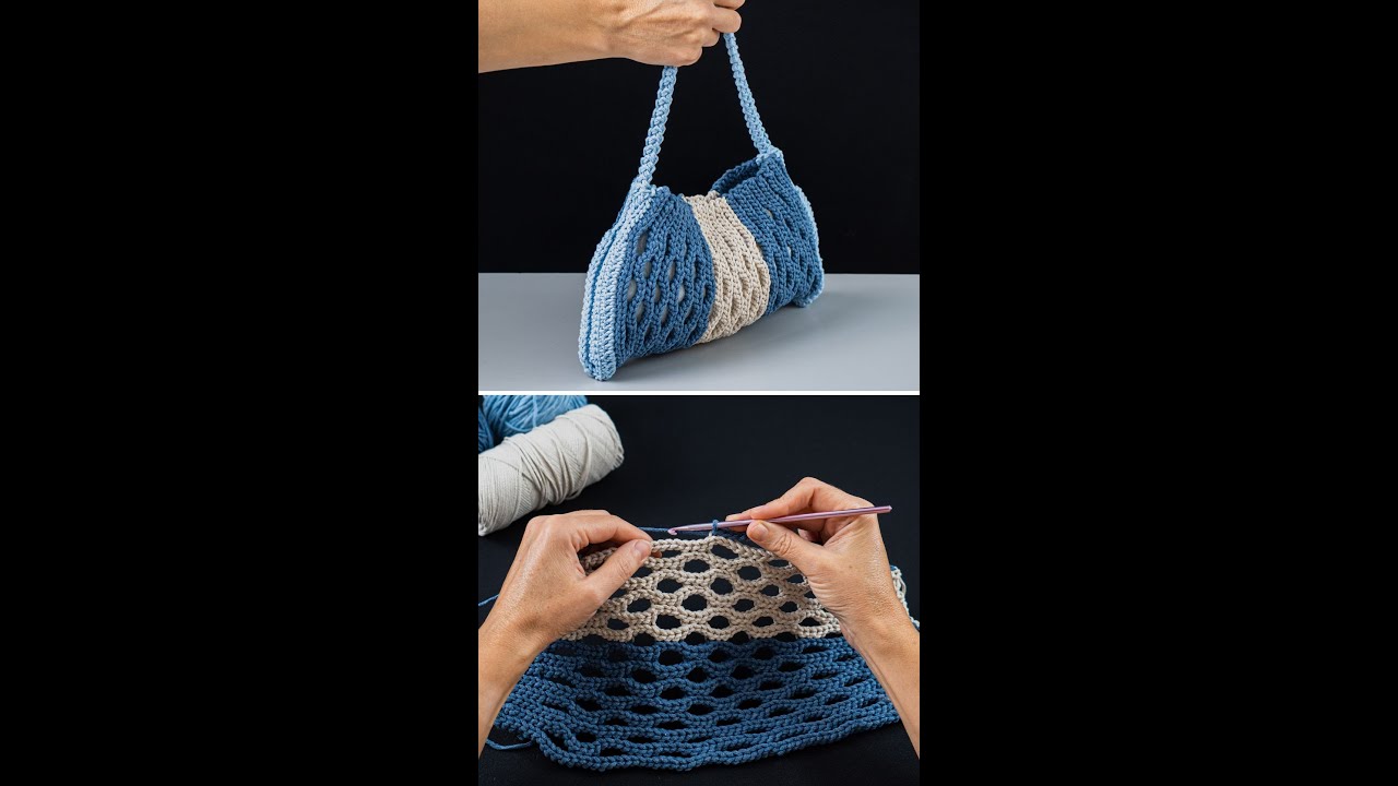 Как связать крючком разноцветную сетку из остатков пряжи! Miarti🧶