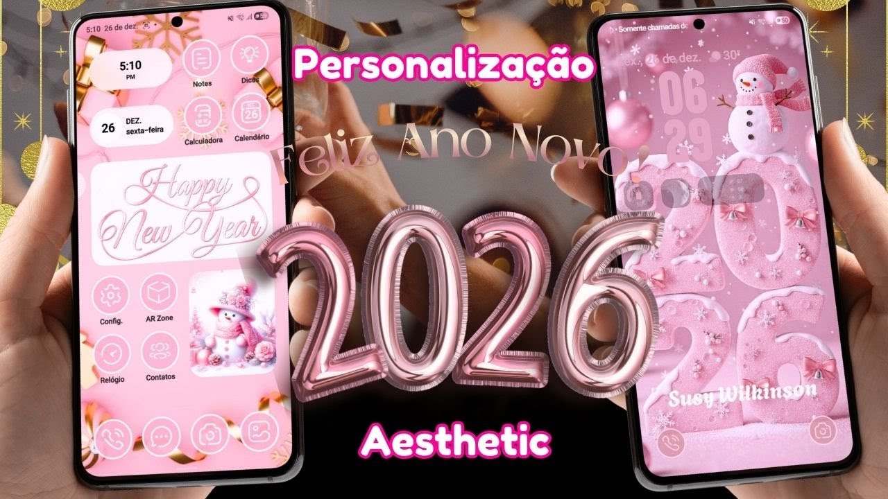 COMO PERSONALIZAR SEU CELULAR PARA O ANO NOVO  PERSONALIZAÇÃO ROSA AESTHETIC SEM INSTALAR APLICATIVO
